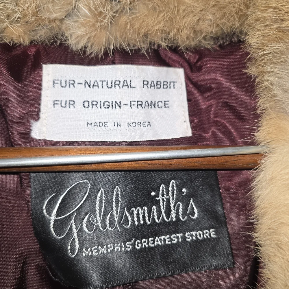 Elegant Tan Rabbit Fur Coat - Picture 3 of 6